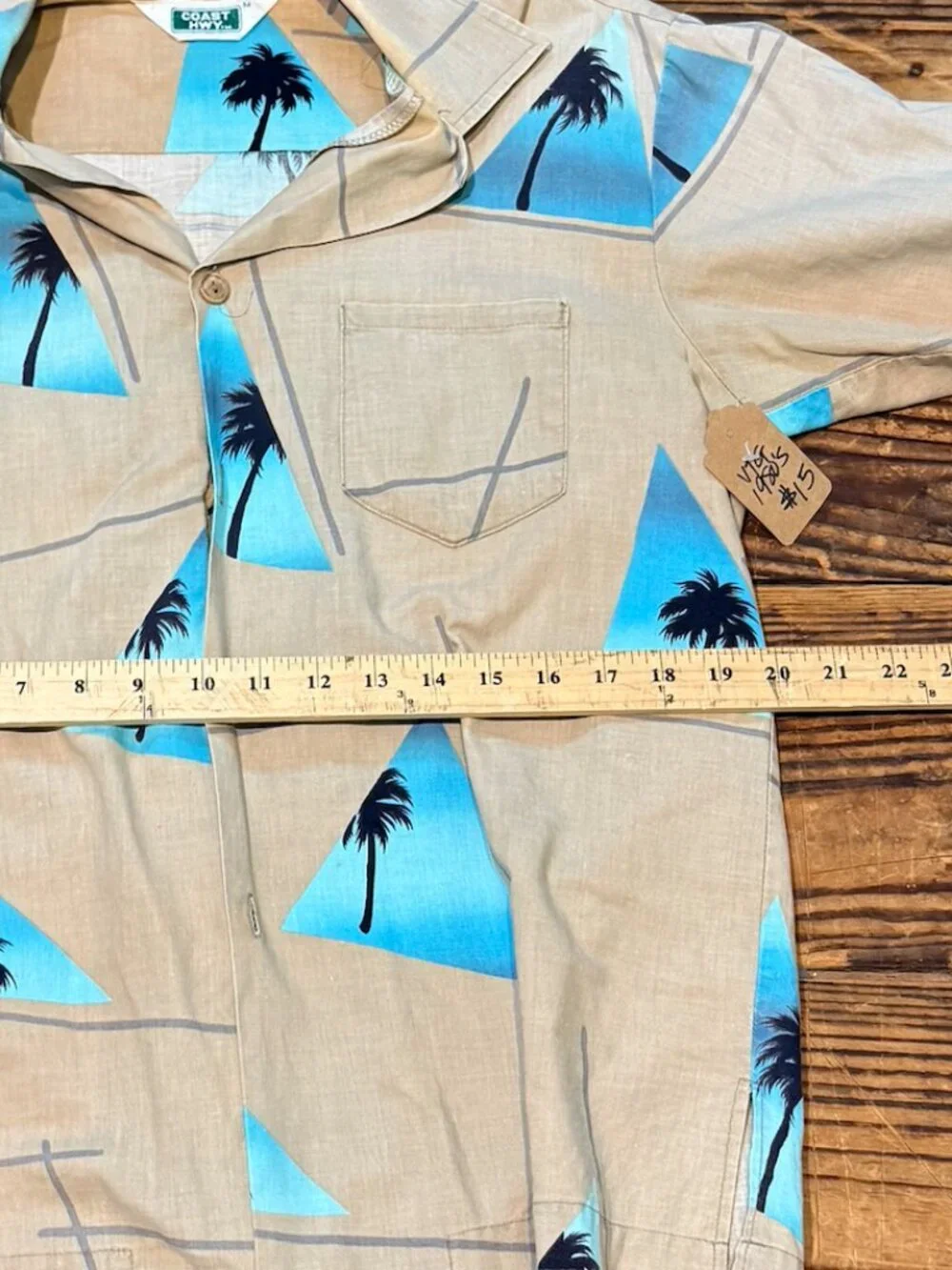 VTG PCH Pacific Coast Highway Hawaiian Button-Up Shirt Men Medium Palm Trees 80s